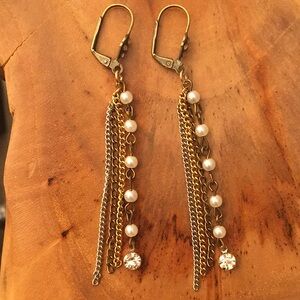 Bohemian Crystal + Pearl Tassel Earrings